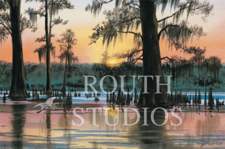 Craig Routh, Artist & Illustrator - "Egret Sunset"